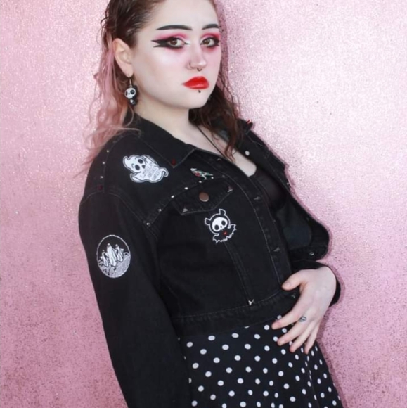 SOLD!! Hellraiser! gothic death themed embellished vintage jacket w/skelanimals! - Picture 9 of 16